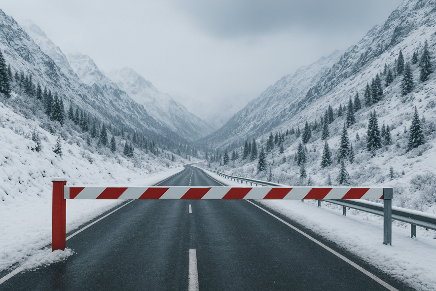 Зимнее перекрытие дорог: проезд к Иссыку,  Асы и Спутнику будет временно ограничен