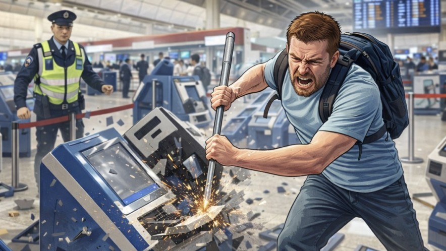 Британский турист разгромил киоски в аэропорту Гонконга после неудачной попытки купить билет